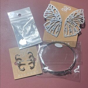 Plunder Silver Butterfly Earrings with Silver Bracelet & Charms